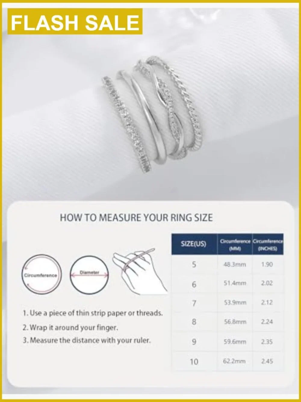 Dainty 14K Gold Plated Stacking Rings Set Cubic Zirconia Thin Ring Trendy